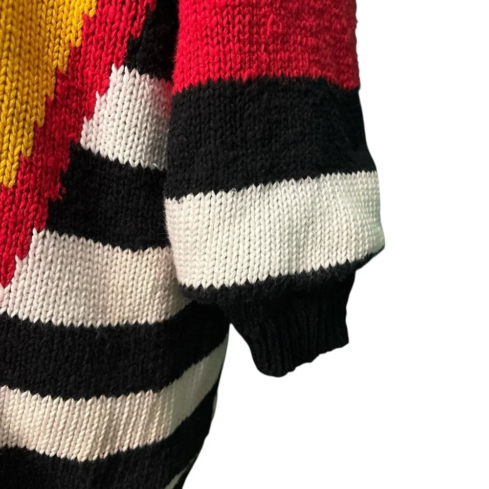 Vintage 80s/90s IB Diffusion multi colored striped/geometric oversized sweater - Picture 4 of 6